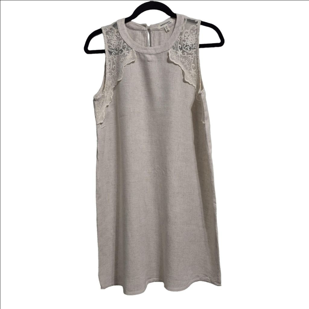 Women's Monteau‎ Dress Size M Beige Sleeveless Lace Detail